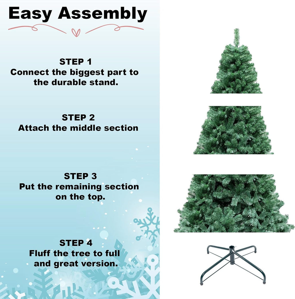 " 7FT / 2.1M Alaskan Pine Green Artificial Christmas Tree Bushy, 800 Tips Xmas Home Decorations, PVC, 210CM / 7FT Green"