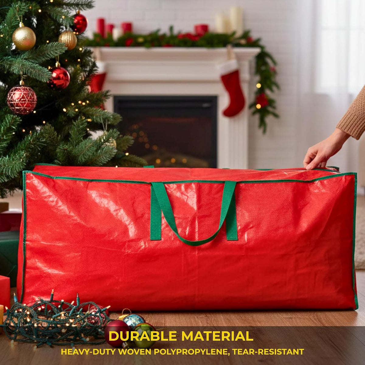 Christmas Tree Storage Bag - Stores up to 9 Foot Disassembled Artificial Xmas Tree, Durable Waterproof Material Zippered Storage Container with Carry Handles