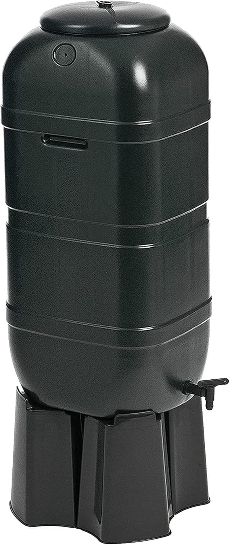 100L Slim Space Saver Water Butt with Tap, Lid & Stand – Rainwater Collection Barrel for Garden, Outdoor Water Storage Tank, Compact Slimline Water Butt Kit, Black