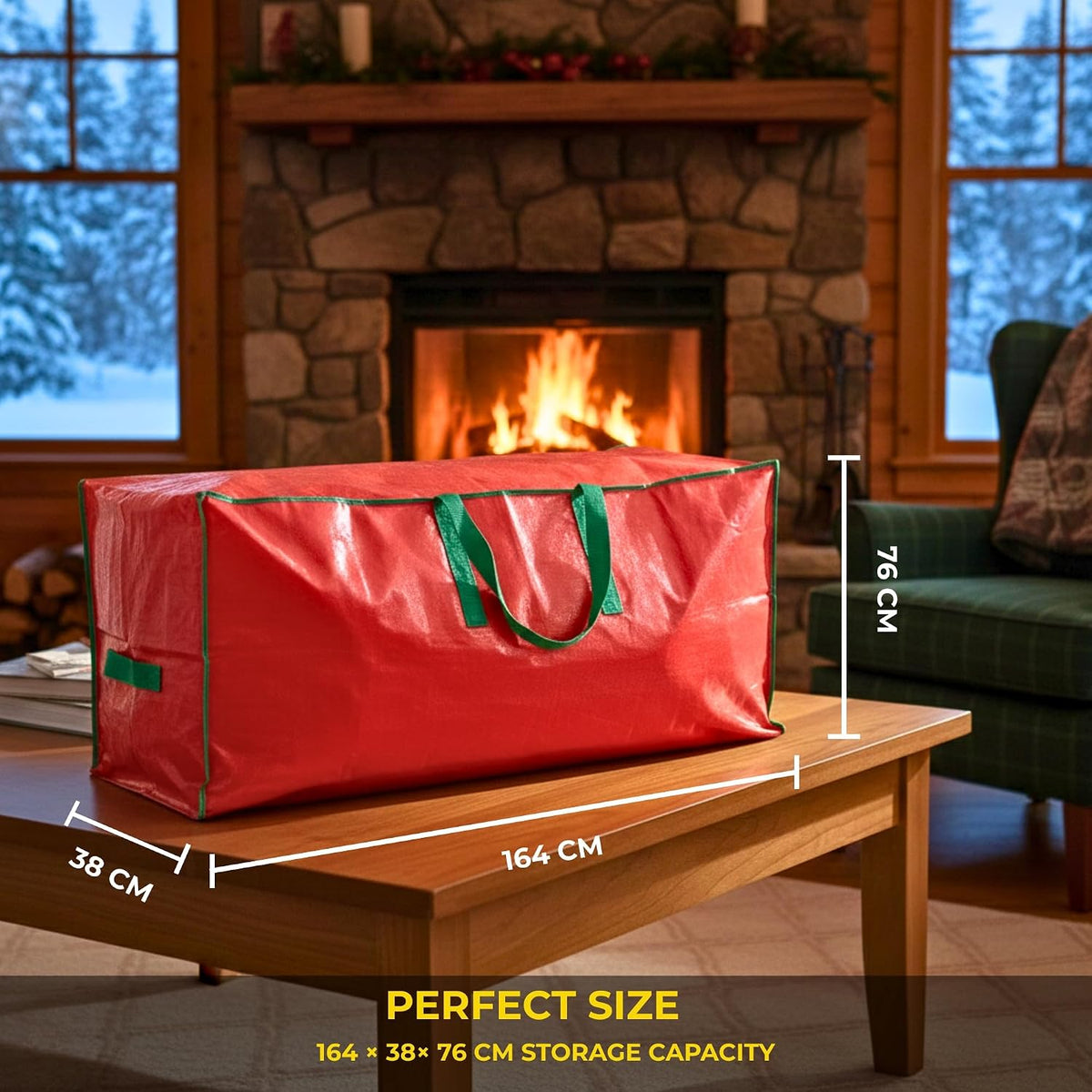 Christmas Tree Storage Bag - Stores up to 9 Foot Disassembled Artificial Xmas Tree, Durable Waterproof Material Zippered Storage Container with Carry Handles